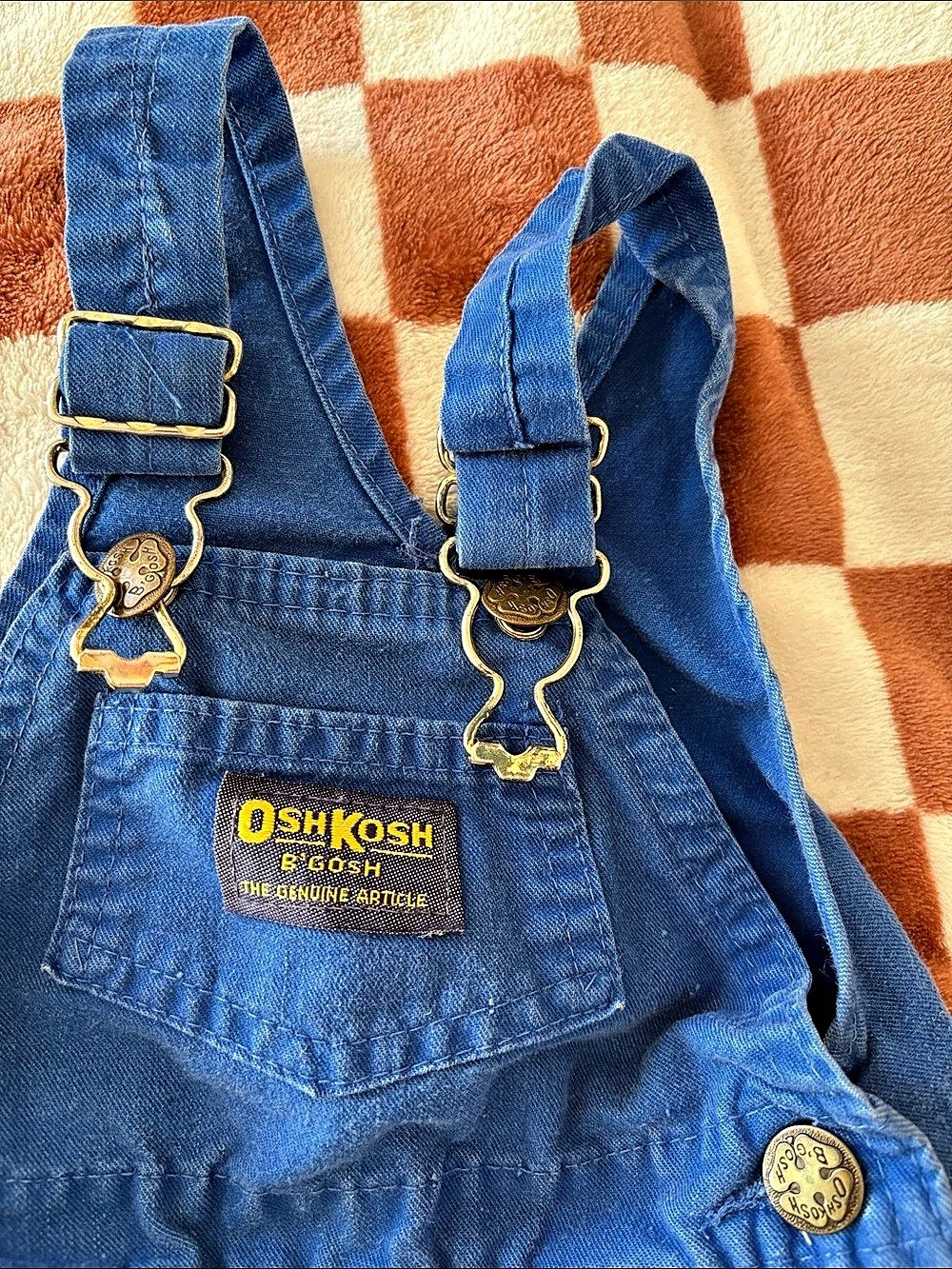 OshKosh B'Gosh Vintage Bib Overalls Blue Baby 3/6M Cotton Overalls - Picture 3 of 7